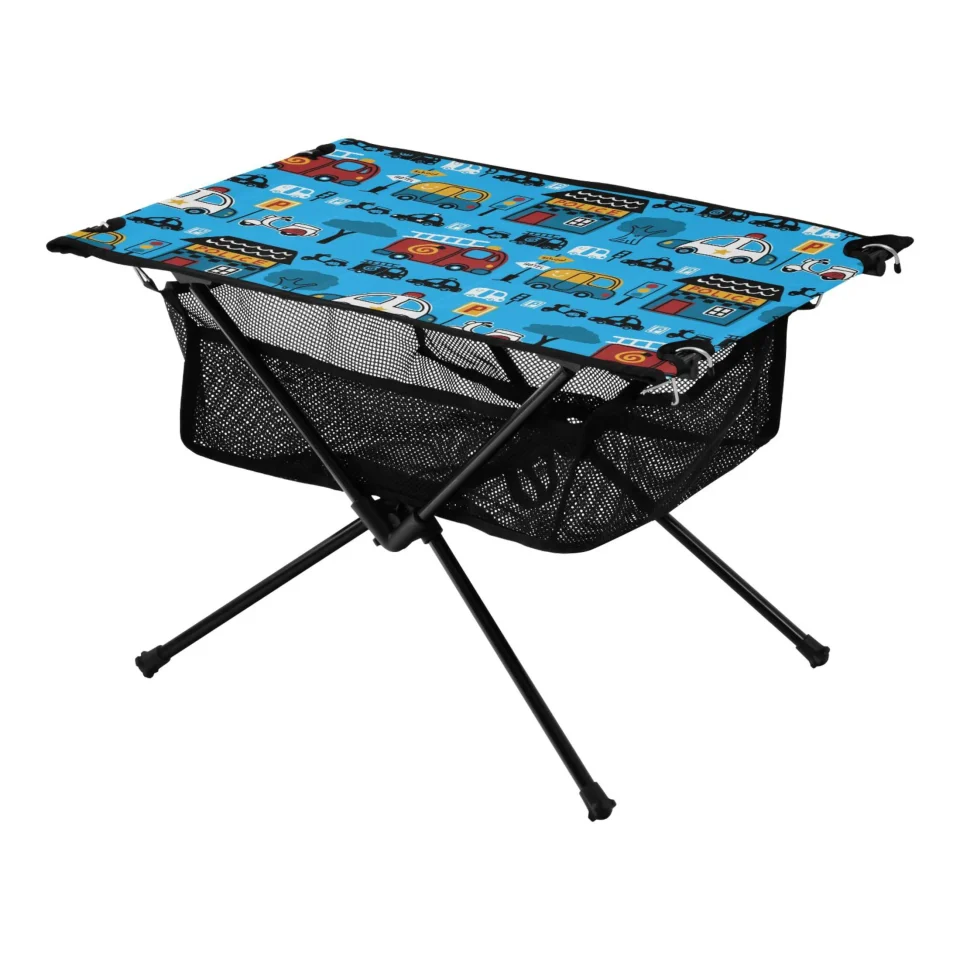 Ceramic Leak-Proof Vehicles Cartoon Trucks Cars Camping Folding Table Portable Beach Table with Storage Bag Compact Picnic Table for Outdoor Travel Fishing BBQ