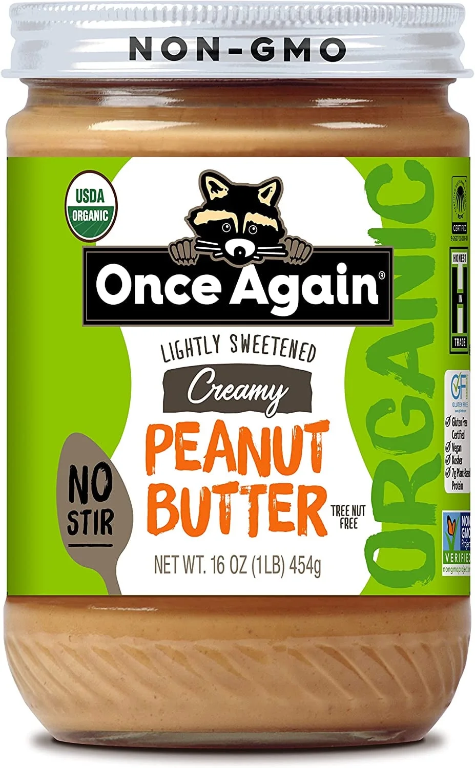 Glass Once Again Organic Peanut Butter Creamy American Classic -- 16 oz Pack of 4