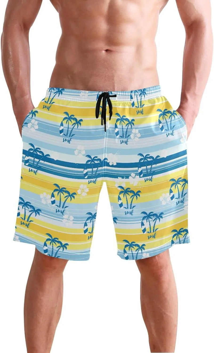 Silicone Bestwell Summer with Windsurf Men's Swimming Shorts with Mesh Lining Quick Dry Drawstring Beach Shorts - S