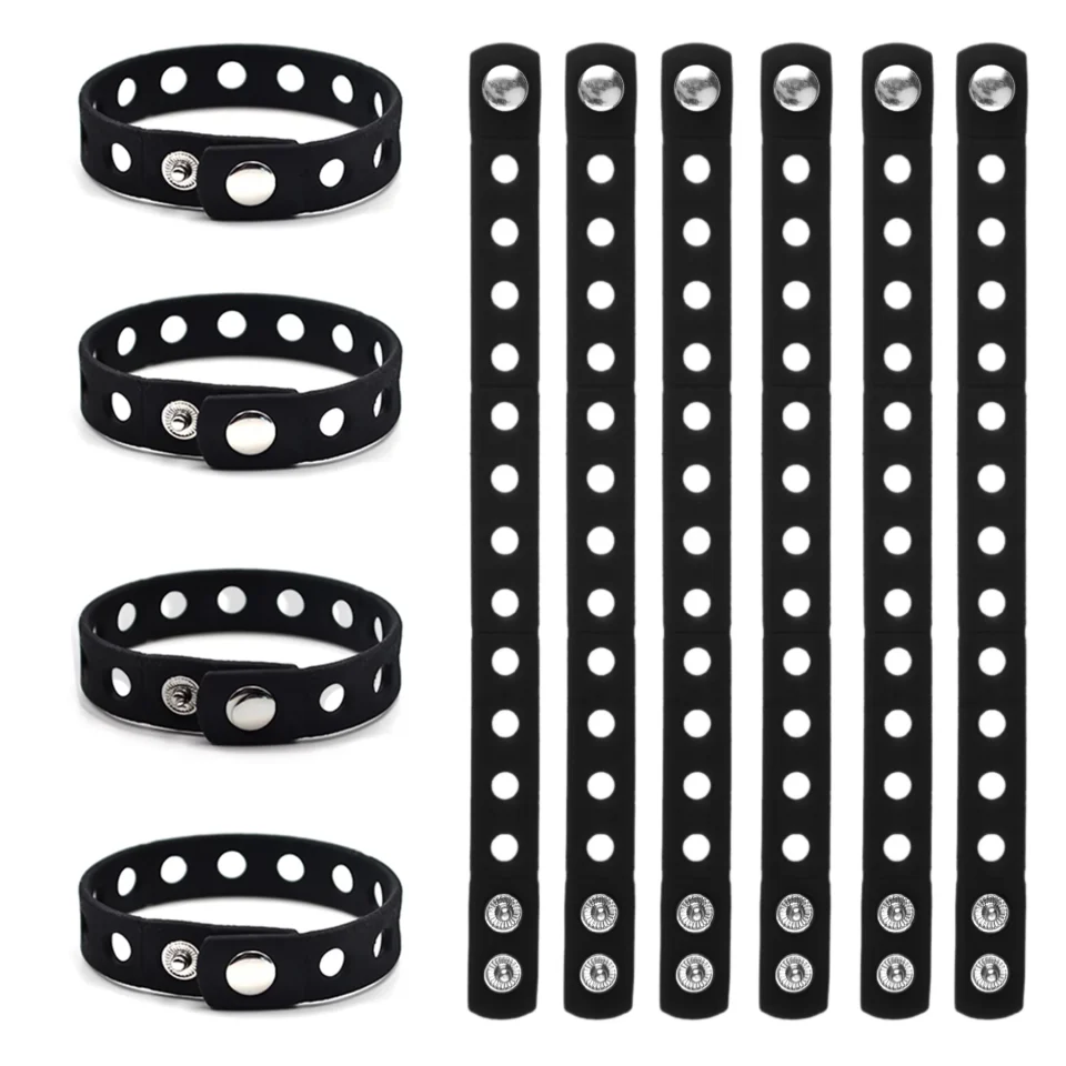 Supreme Storage GOGO 10 Pcs Adult Adjustable Silicone Bracelets for Shoe Charms Rubber Wristband - Black