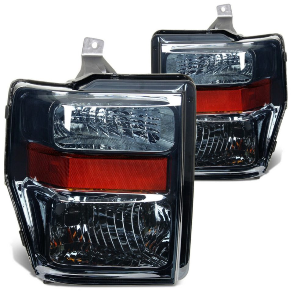 Pure Office 2008-2010 d Super Duty Pair Smoked Housing Amber Side Headlight/Lamp Set