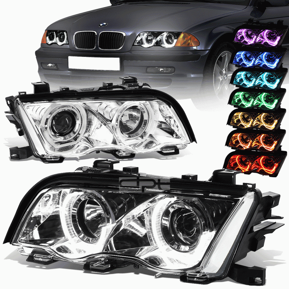 Glass Value 1999-2001 BMW 3-Series E46 Dual RGB LED U-Halo Projector Headlight Head Lamp