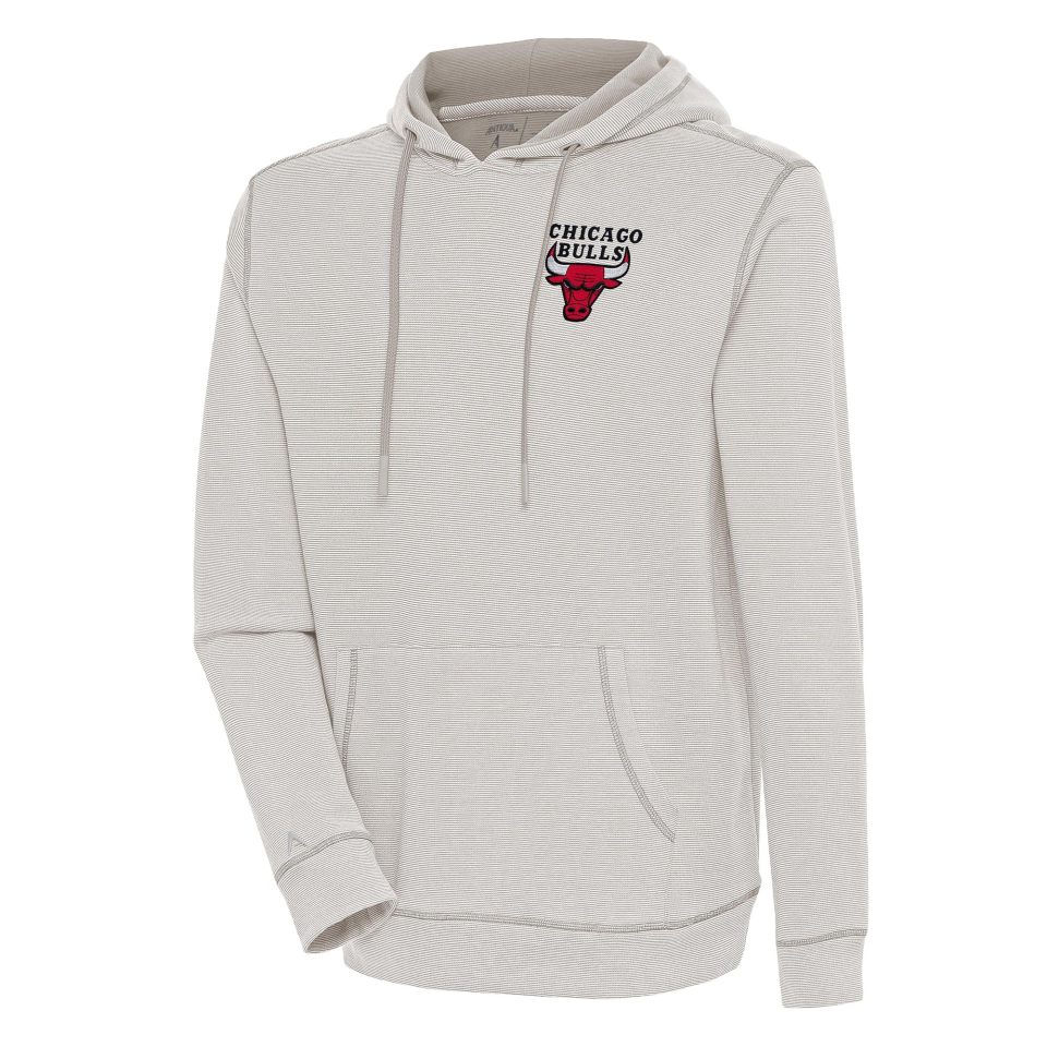 Clear Men's Antigua Oatmeal Chicago Bulls Axe Bunker Tri-Blend Pullover Hoodie