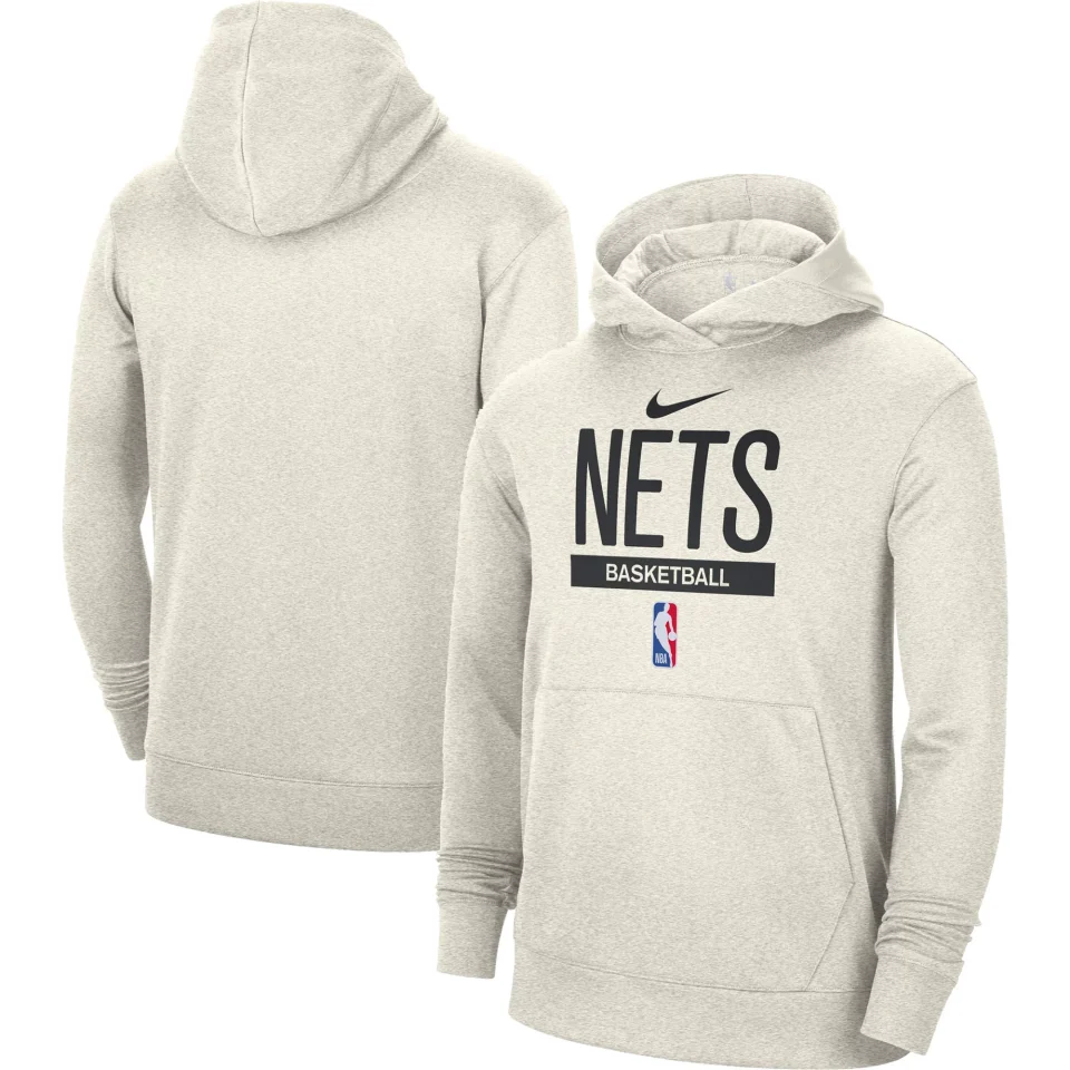Dining Gift-Ready Men's Nike Cream Brooklyn Nets 2022/23 Spotlight On-Court Practice Performance Pullover Hoodie