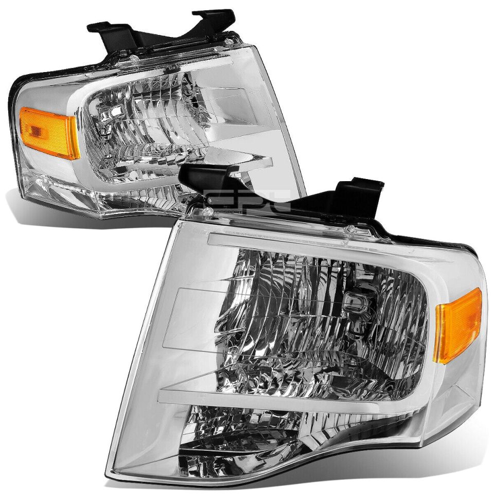 Matte 2007-2014 d Expedition Pair Chrome Housing Amber Side Headlight/Lamp Set