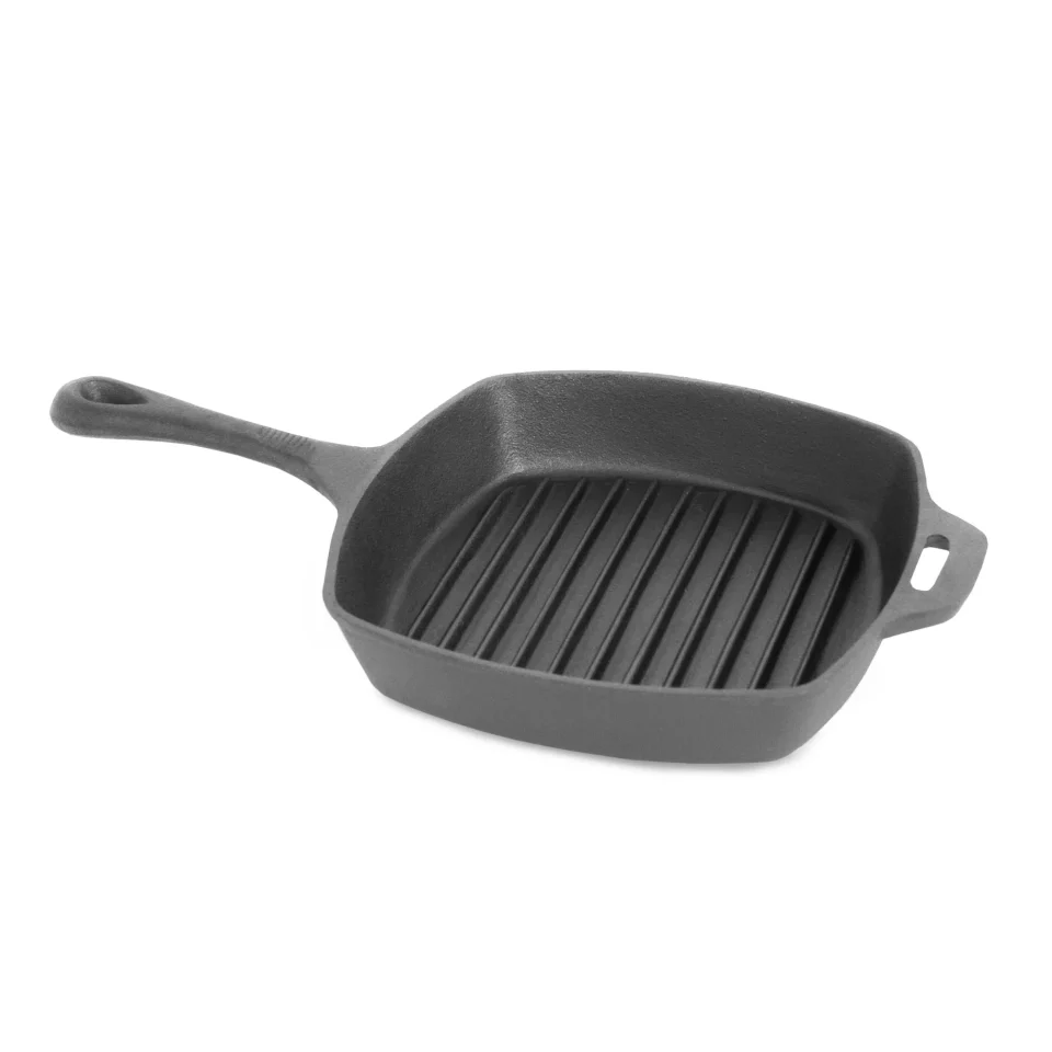 Select Matte ForHauz Pre-Seasoned Cast-Iron Square Grill Pan, 10.5