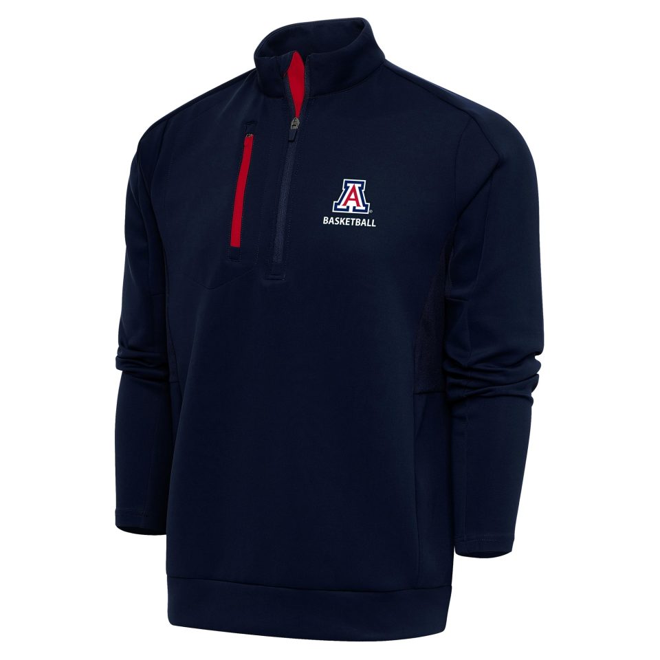 Clear Men's Antigua Navy Arizona Wildcats Basketball Generation Quarter-Zip Pullover Top
