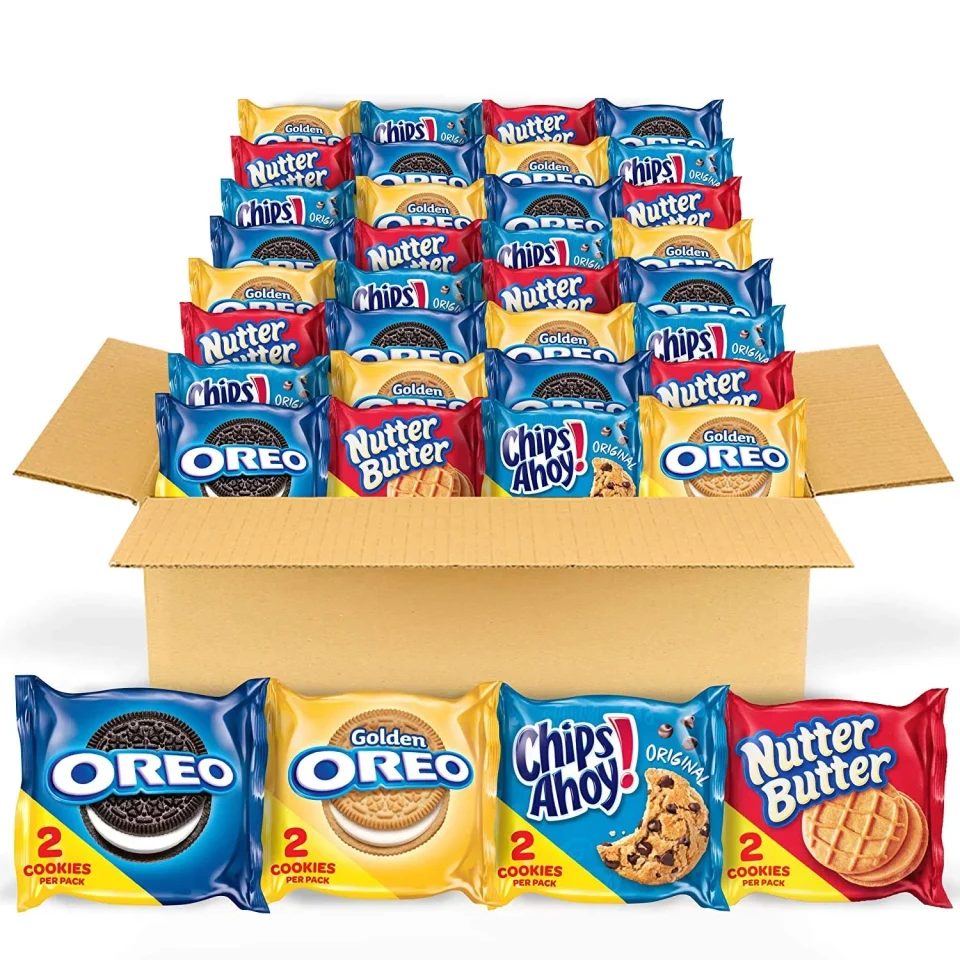 Non-Toxic Natural Oreo Original, Oreo Golden, Chips Ahoy! & Nutter Butter Cookie Snacks Variety Pack, 56 Snack Packs (2 Cookies Per Pack)