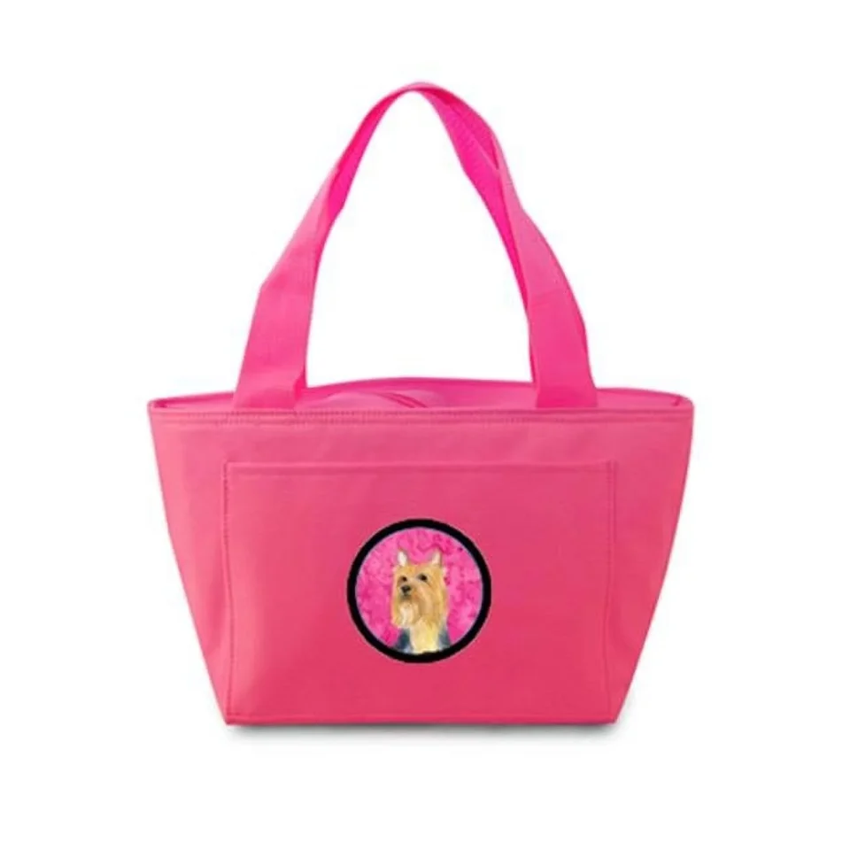 Kitchen Carolines Treasures Pink Silky Terrier Zippered Insulated School Washable And Stylish Lunch Bag Cooler - Pink