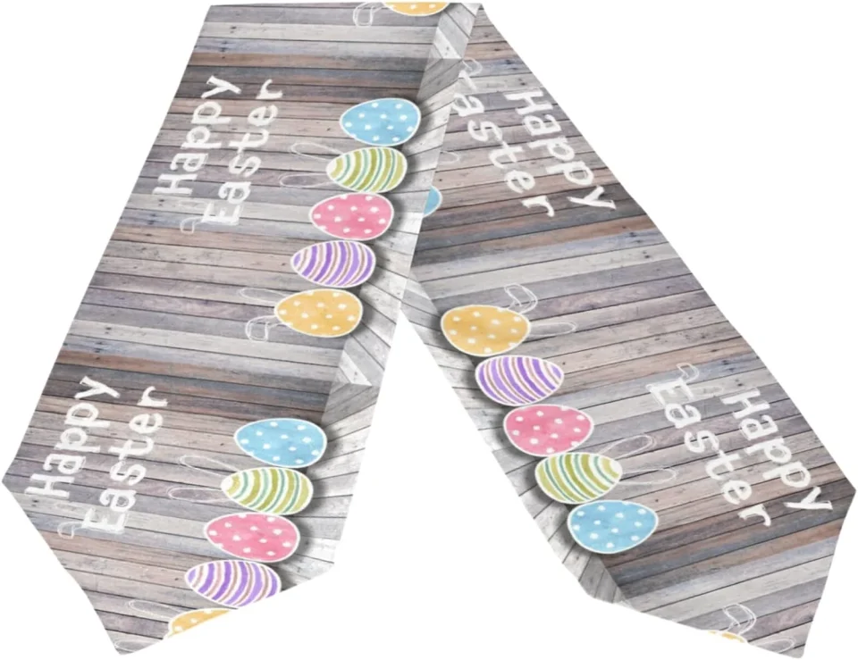 Glass Dreamtimes Double Sided Retro Wooden Easter Eggs Long Polyester Table Runner 13 x 90 Inches Table Cloth Cover Placemats for Kitchen Dinning Living Home Holiday Decor