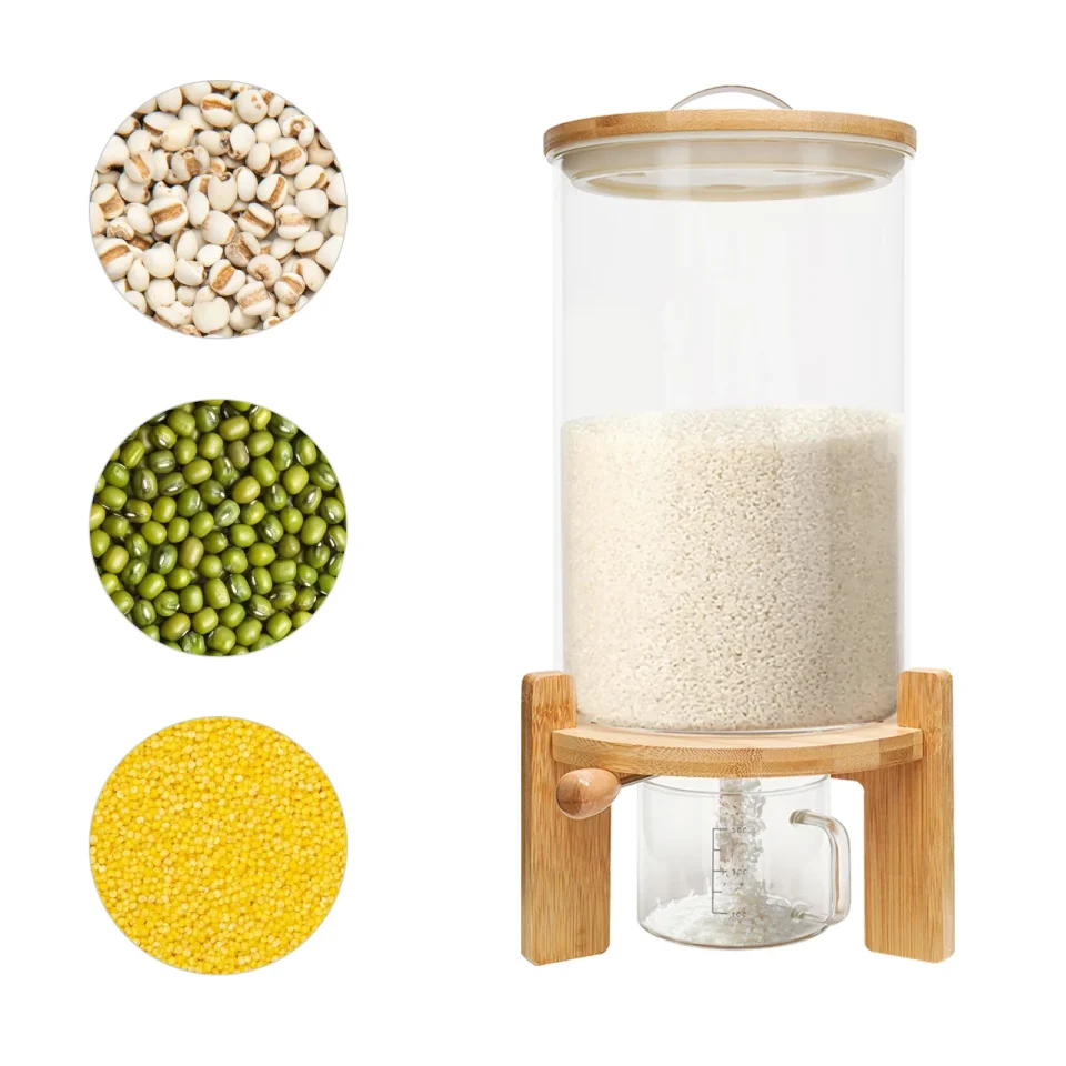 BPA-Free Thickened Loyalheartdy 7.5L Glass Airtight Food Storage Container Rice Grain Cereal Dispenser W/ Lids