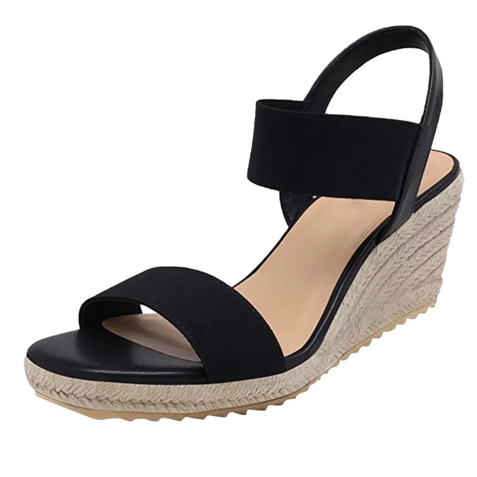 Space-Saving Womens Wedges Sandals Heels Slip On Platform Espadrilles Bow High Heeled Open Toe Summer Dress Mules Shoes
