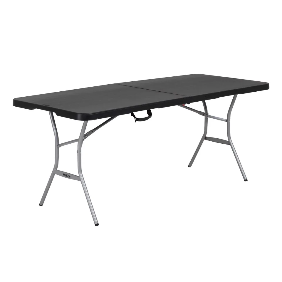 Frosted Popular Lifetime 6 Foot Rectangle Fold-In-Half Table, Indoor/Outdoor, Light Commercial Grade, Black (80788)