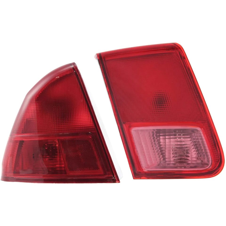 Non-Toxic Easy-Clean Tail Light Set For 2001-2002 Honda Civic Left Inner and Outer Clear/Red Halogen