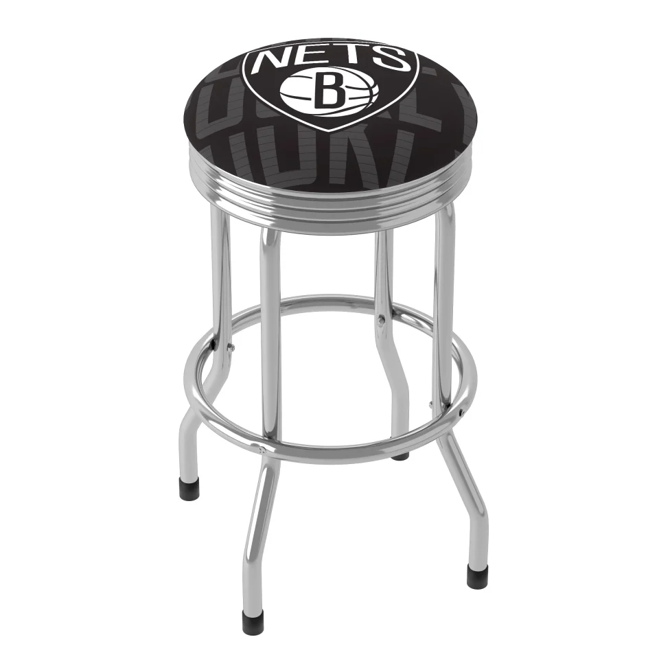 Food-Grade Best-Selling Trademark Gameroom Brooklyn Nets City Chrome Ribbed Barstool