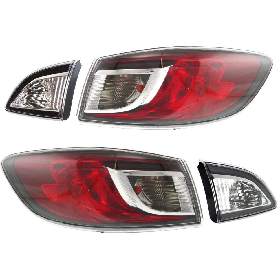 Glass Tail Light For 2010-2013 Mazda 3 Driver and Passenger Side Inner and Outer