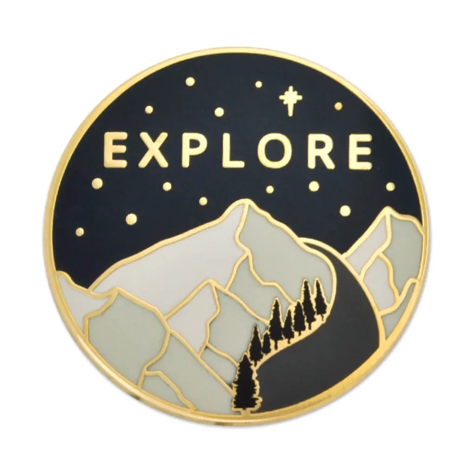 Baking PinMart's Explore The Outdoors Adventure Hiking Lover Enamel Lapel Pin