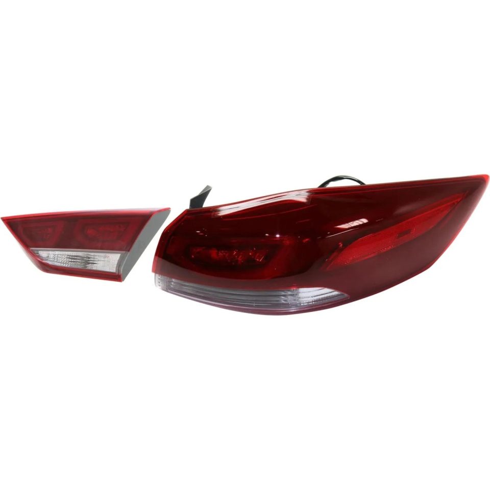 Silicone Outdoor Tail Light Set For 2017-2018 Hyundai Elantra Right Inner Outer Clear Lens LED