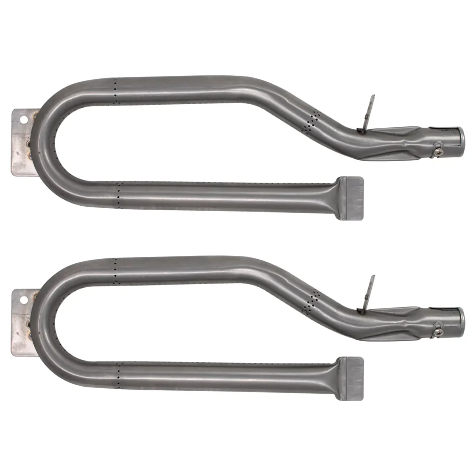 Cast Iron Matte 2-Pack BBQ Gas Grill Tube Burner Replacement Parts for Outdoor Gourmet BQ06042-1 - Compatible Barbeque Stainless Steel Pipe Burners
