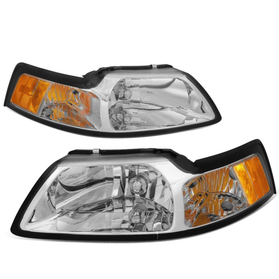 Durable 1999-2004 d Mustang Pair Chrome Housing Amber Corner Headlight/Lamp Set