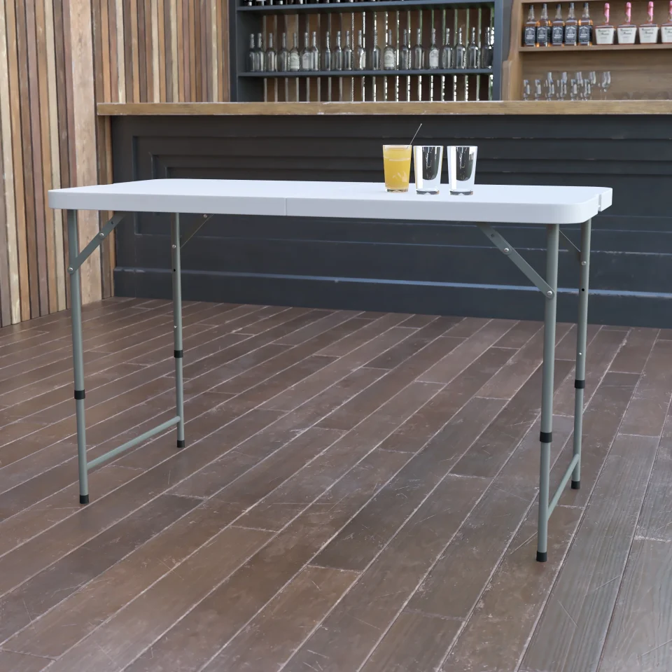 Cooking Best-Selling BizChair 4-Foot Height Adjustable Bi-Fold Granite White Plastic Folding Table