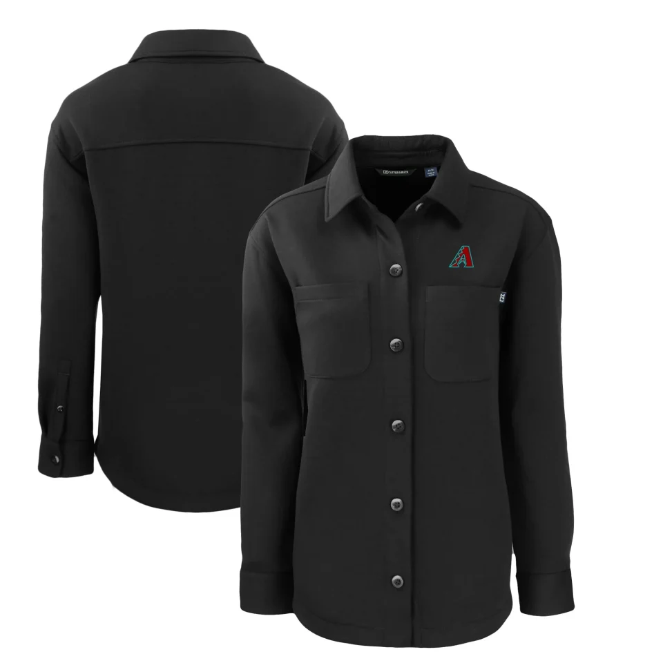Matte Travel Women's Cutter & Buck Black Arizona Diamondbacks Roam Eco Knit Shirt Jacket