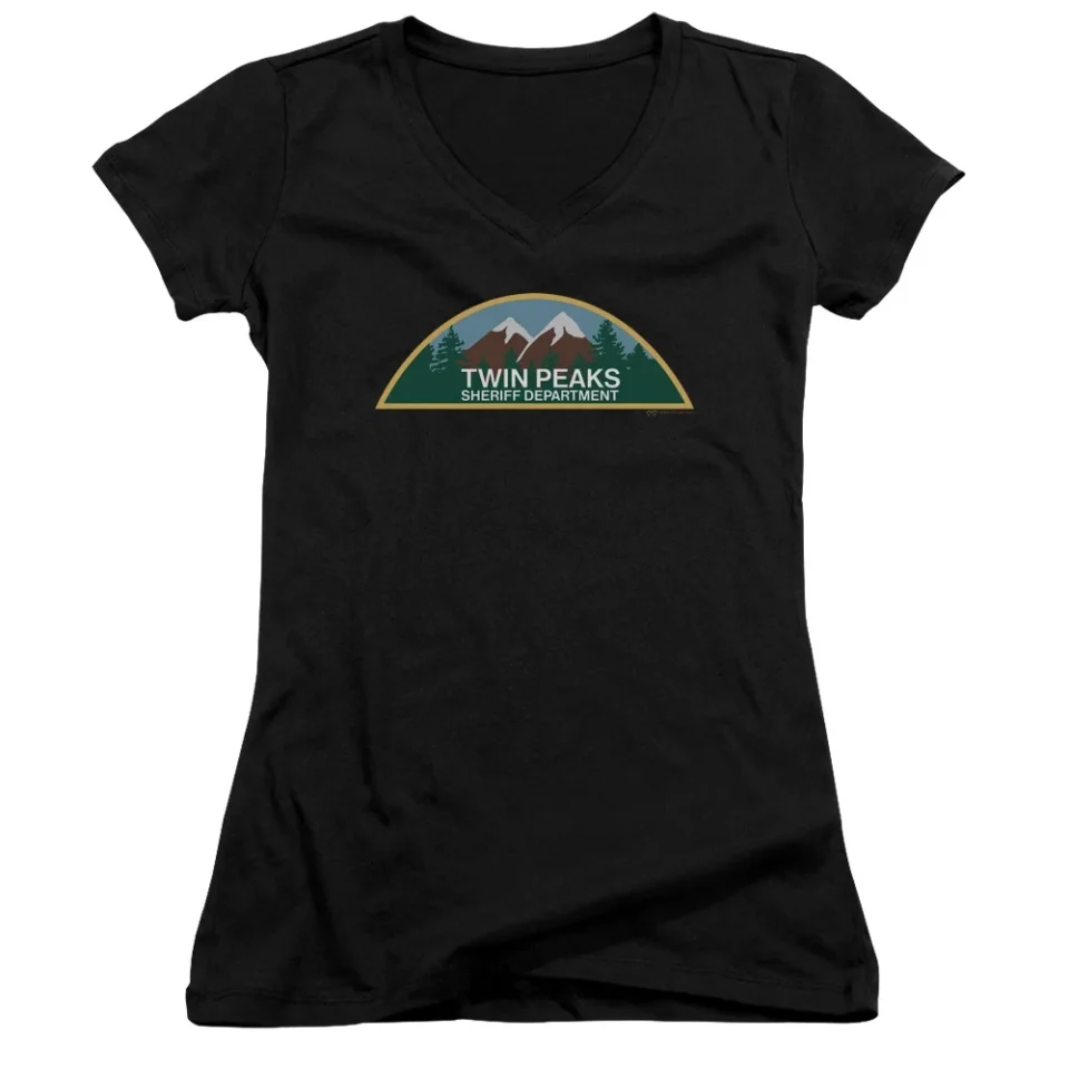 Essential Twin Peaks - Sheriff Department - Juniors Cap Sleeve V-Neck Shirt - Small