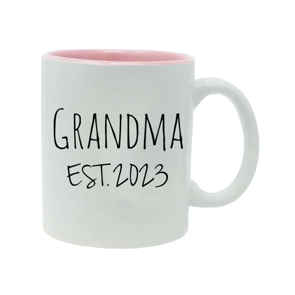 Outdoor Top-Rated Grandma Established Est. 2023 11-Ounce Ceramic Sublimation Coffee Mug with Gift Box, Pink