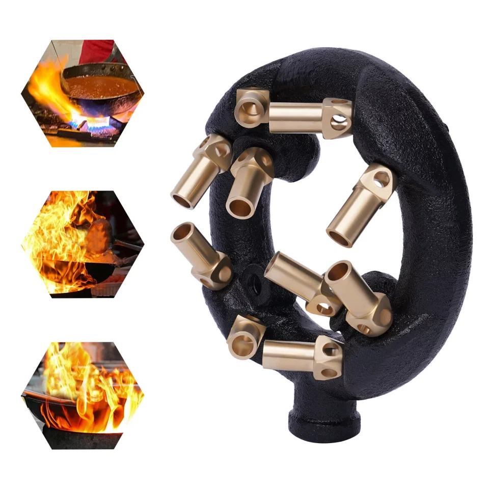 Thickened Easy-Clean Jet Burner 10 Tips Natural Gas Up to 80,000 BTU/HR For Chinese Wok Range Pot Burner