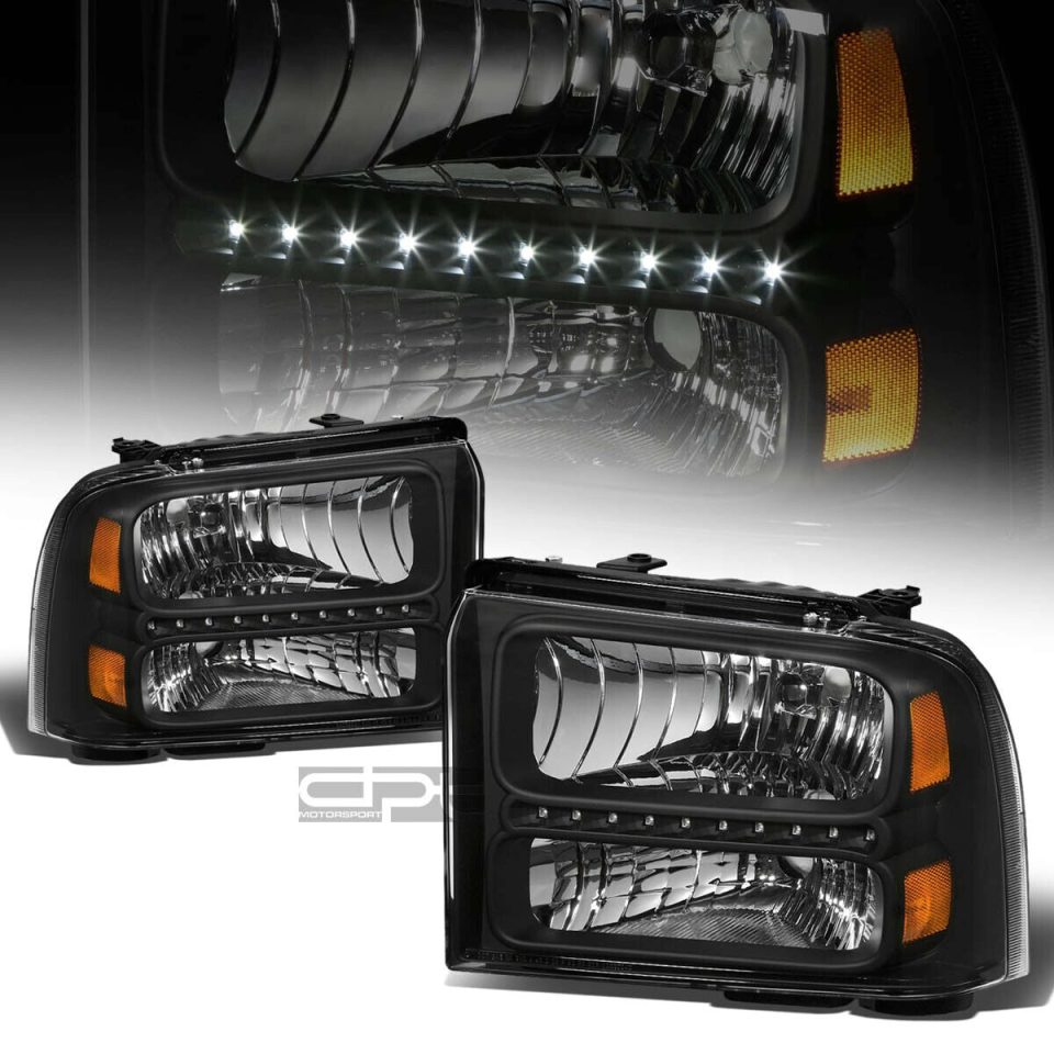 Polished Popular LED DRL 2005-2007 d Super Duty Black Housing Amber Side Headlight/Lamp