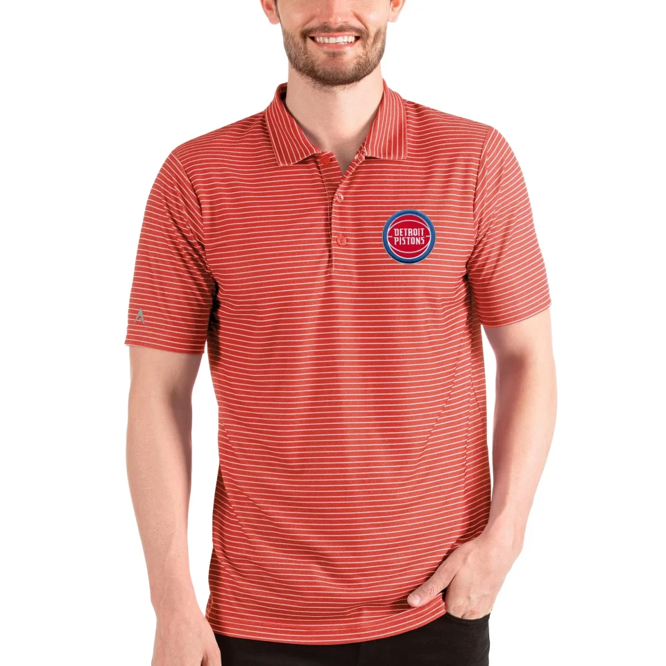 Pure Wooden Men's Antigua Red/White Detroit Pistons Esteem Polo