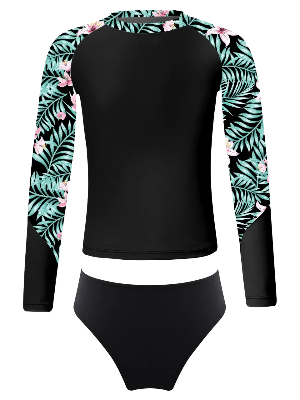Polished Lightweight iEFiEL Girls Printed Swimwear Rashguard Set Long Sleeve Swim Tops with Briefs Swimsuit Outfit Bathing Suit Black 10