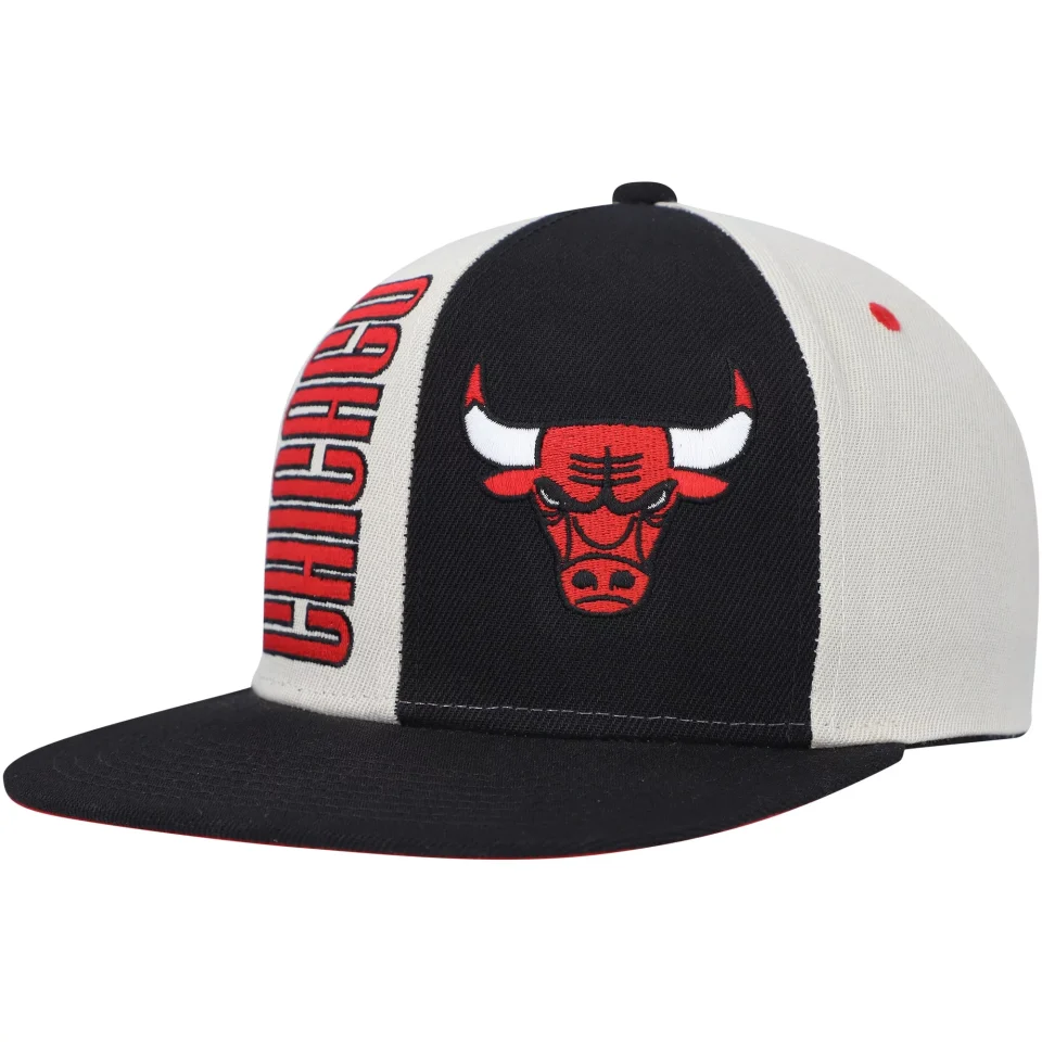 Stainless Steel Men's Mitchell & Ness Cream Chicago Bulls Hardwood Classics Pop Snapback Hat - OSFA