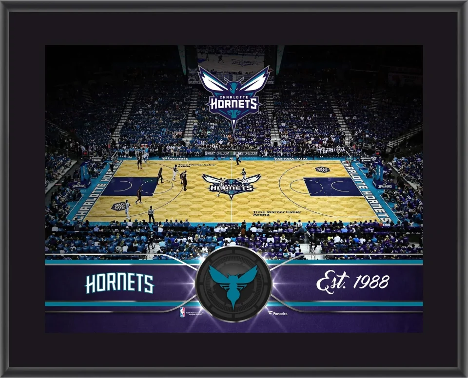 Office Travel Charlotte Hornets 10.5 x 13 Sublimated Team Stadium Plaque