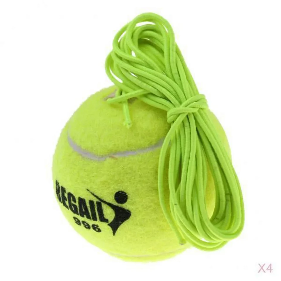 Bamboo Thickened 4 Piece Rubber Felt Tennis Ball And String Tennis Trainer, Green