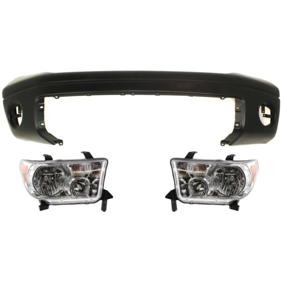 Polished Travel Bumper Cover Kit For 2007-2013 Toyota Tundra Front Fits Plastic Bumpers