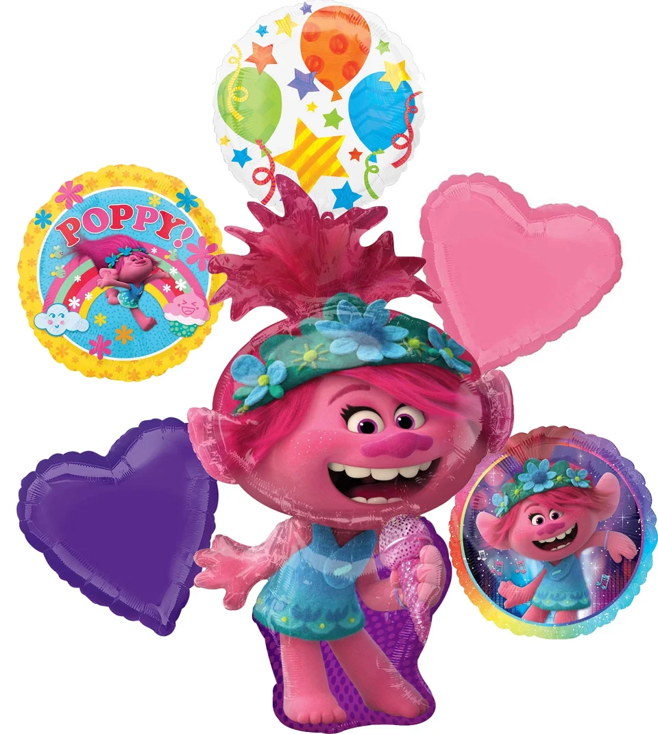 Food-Grade Poppy Trolls World Tour Party Supplies Balloon Bouquet Decorations