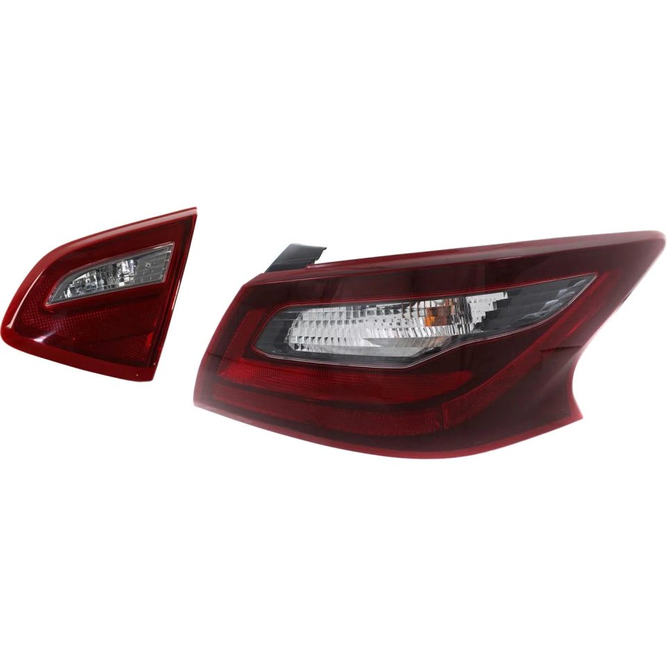 Supreme Tail Light Set For 2018 Nissan Altima LH RH Inner Outer Clear Red w/ Black CAPA