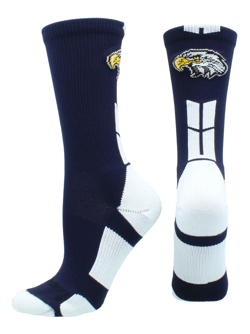 Select Eagles Logo Athletic Crew Socks (Navy/White, Medium)